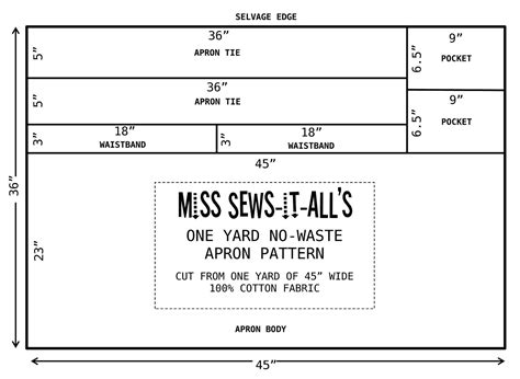 Miss Sews It All One Yard Use It All Apron Pattern And