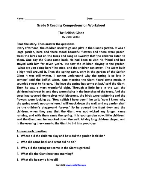 5th Grade Multiple Choice Reading Comprehension Worksheets Free Printable