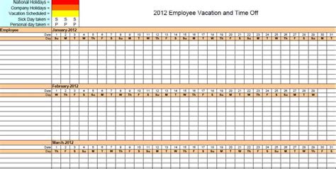 2014 Employee Vacation Tracking Calendar Template Excel Driverlayer
