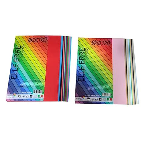 Brustro Elle Erre Coloured Card Stock Craft Sheet Size A4 220 Gsm24 Sheets Assorted Bright