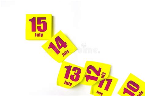 July 15th Day 15 Of Month Calendar Date Many Yellow Sheet Of The