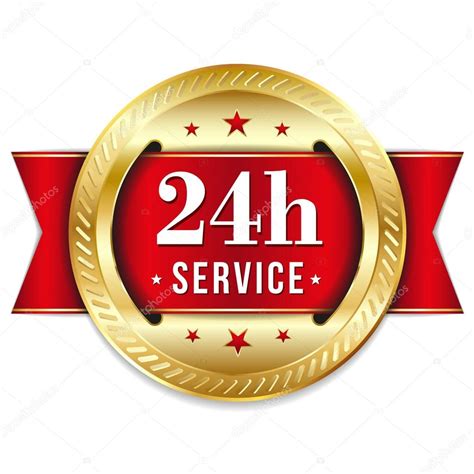 Golden Red 24 Hour Service Button Stock Vector Image By ©newartgraphics