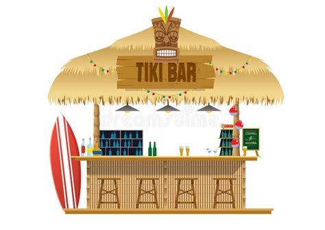 Tiki Bar At The Beach Stock Vector Illustration Of Coconut