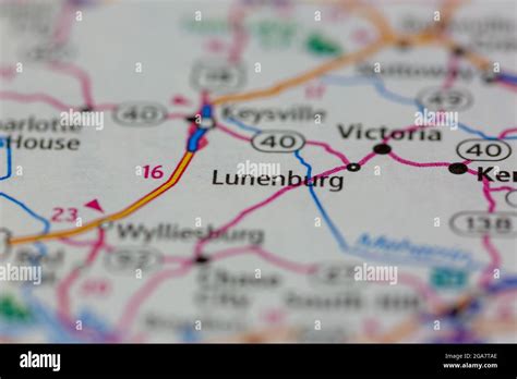 Lunenburg Virginia Aparece En Un Mapa De Carreteras O En Un Mapa