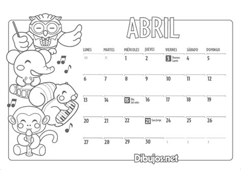 Imágenes De Calendarios Infantiles De Abril 2016 Para Imprimir