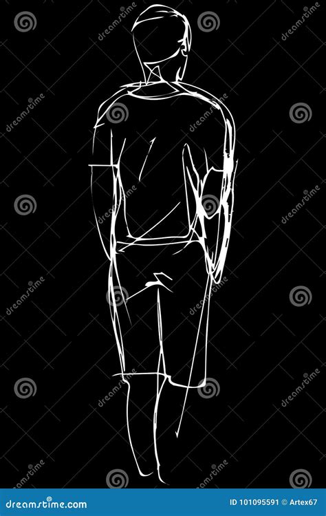 Sketch Young Man Turned Away Stock Vector Illustration Of Away