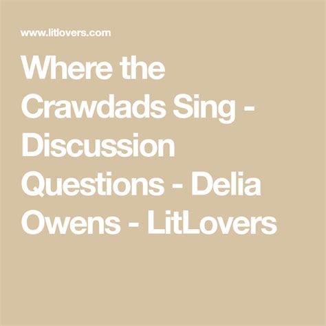 Part #1 of camel club series by david baldacci. Where the Crawdads Sing - Discussion Questions - Delia ...