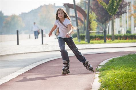 Girl On The Rollerblades Stock Image Image Of Pretty 34454075