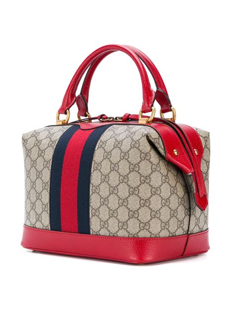 Gucci Canvas Gg Supreme Tote Bag In Red Lyst