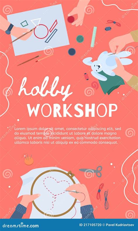 Hobby Workshop Poster Or Banner For Social Media Flat Vector