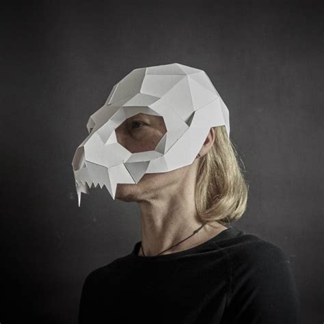 Cat Skull Papercraft Mask Template 3d Paper Mask Unique Etsy Uk