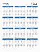 Free 1964 Calendars in PDF, Word, Excel