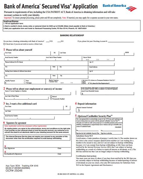 An existing customer with credit card: Bank of America Credit Card Application - PDF Form Download