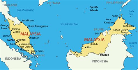 Aside from malay, english is also very commonly spoken in malaysia. Malaysia Map - Guide of the World