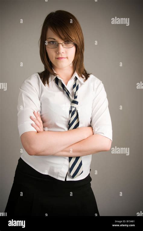 A Level Student Pretty Young Teenage Girl In Secondary School Uniform