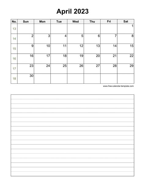 Printable April 2023 Calendar With Space For Appointments Vertical