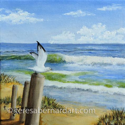 Seagull Beach Teresa Bernard Oil Paintings