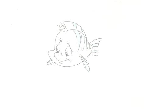 Little Mermaid Flounder Walt Disney Production Cel Drawing Etsy The