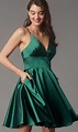 Open-V-Back Short Homecoming Dress by Faviana | Green homecoming ...