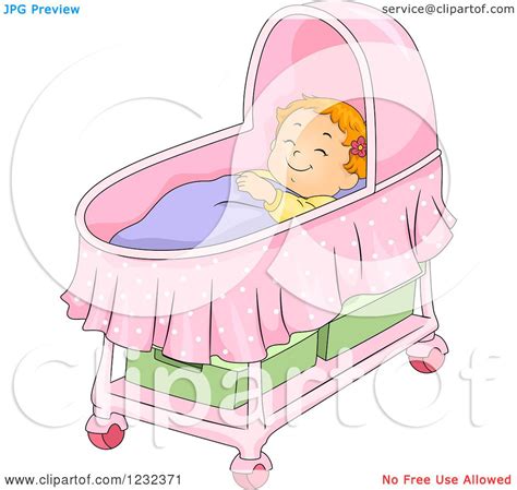 Clipart Of A Caucasian Toddler Girl Sleeping In A Bassinet Royalty