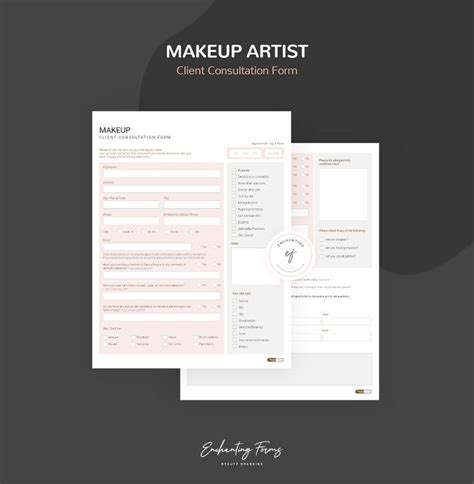 Makeup Artist Forms Client Intake Form Client Record Cards Etsy Face