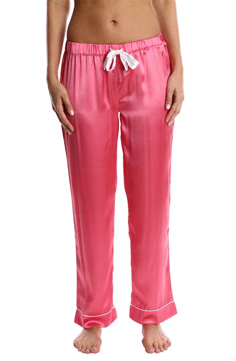 Blis Womens Satin Pajama Pants Ladies Comfy Lounge And Sleepwear Pj Bottoms Hot Pink Small