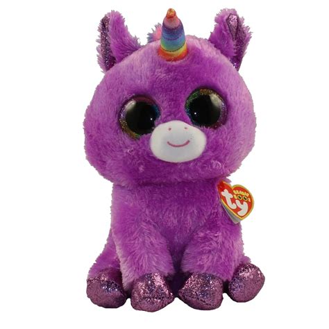Ty Beanie Boos Rosette The Purple Unicorn Glitter Eyesmedium Size