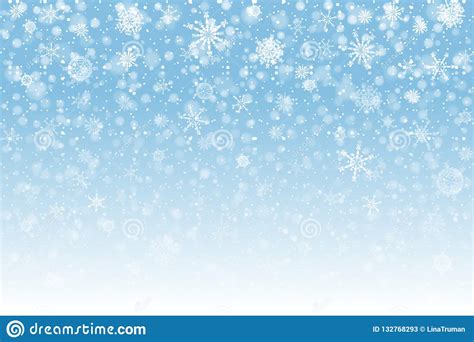 Christmas Snow Falling Snowflakes On Light Background Stock Vector