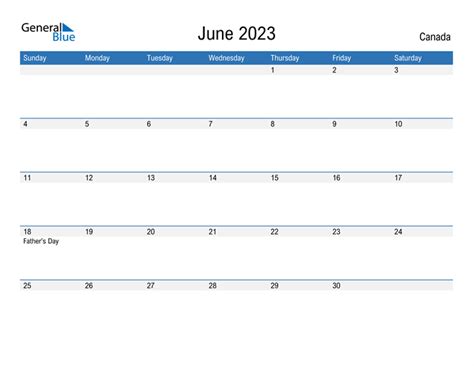 June 2023 Calendar With Canada Holidays