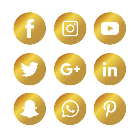 Golden Social Media Icons Set Social Media Icons Social Media Social