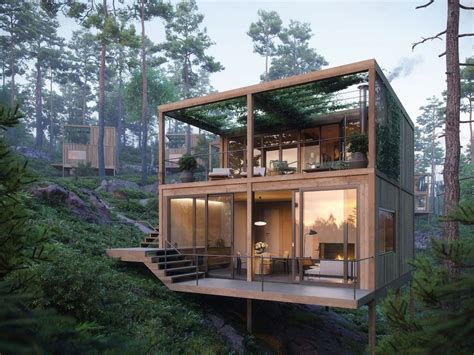 Arquitectos Proponen Hermosas Cabañas Que Flotan En El Bosque Noruego