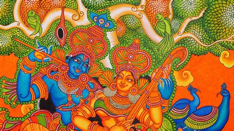 Beautiful Kerala Mural Painting By Vr Krishnan Full Image