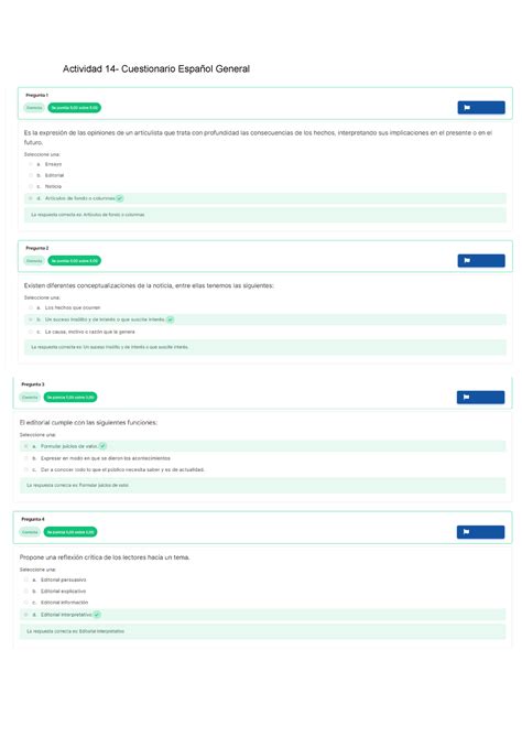 Actividad Cuestionario Espa Ol General Studocu
