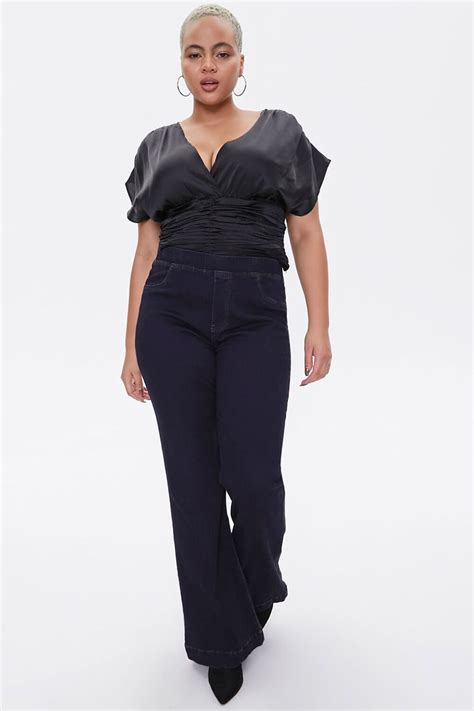 Plus Size Plunging Satin Top