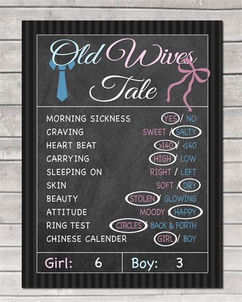 old wives tale gender reveal party game digital file etsy