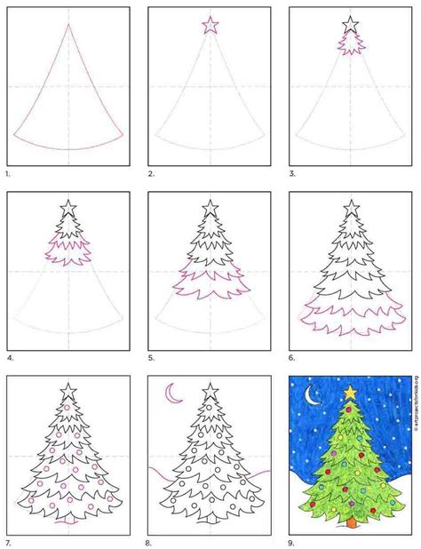 How To Draw An Easy Christmas Tree · Art Projects For Kids