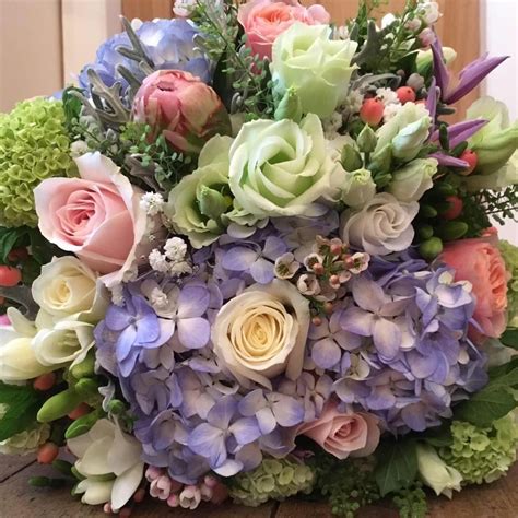 Bridal Bouquet Of Hydrangea Clematis Sweet Avalanche Roses Waxflower