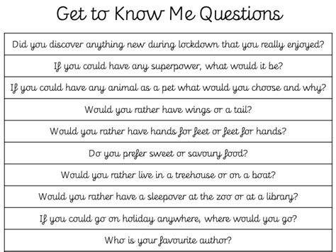 Get To Know You Questions Teaching Resources