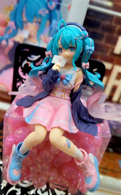 Cute Miku Anime Girl Figure Sitting With Twintails And Pink Dress Anime Figures Action Figures