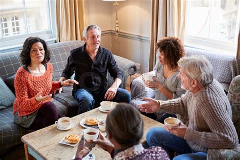 Group Of Middle Aged Friends Meeting Stock Image Colourbox
