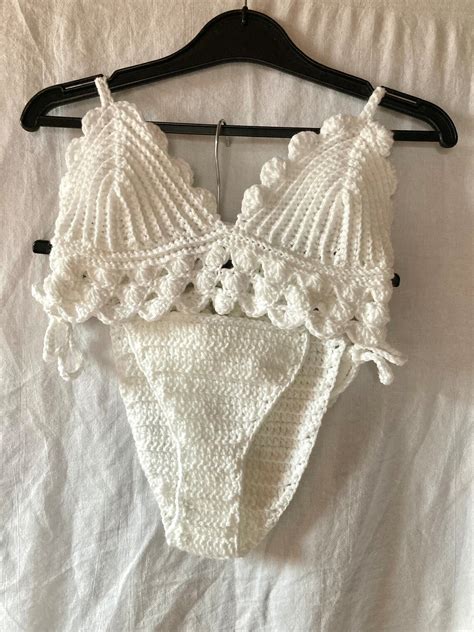 White Crochet Bikini Bottom Etsy