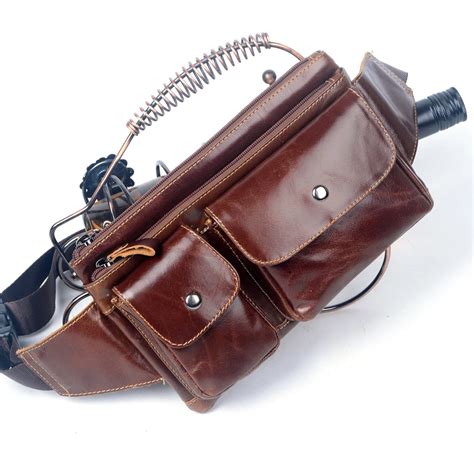 Meigardass Genuine Leather Waist Bags Vintage Men Belt Bag Travel Hip