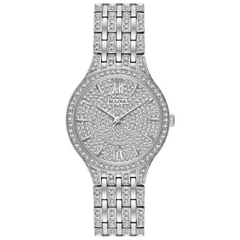 Ladies Bulova Crystal Phantom Stainless Steel Watch 96l243 Reeds