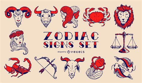 Conjunto De Signos De Zodiaco Vintage Descargar Vector