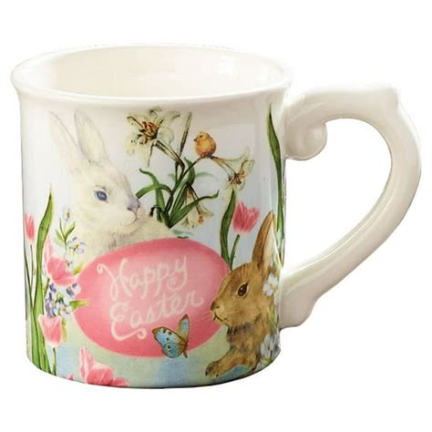 Burton Happy Easter Bunny Rabbit And Spring Ceramic Coffee Mug Or Teacup