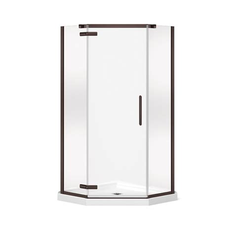Maax Hana 38 In X 38 In X 78 75 In Dark Bronze Neo Angle Shower Kit With Centre Drain 2 Piece