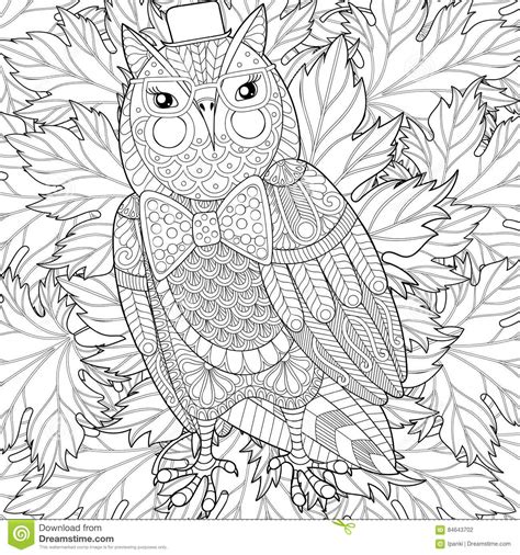 Zentangle Owl Painting For Adult Anti Stress Coloring Page