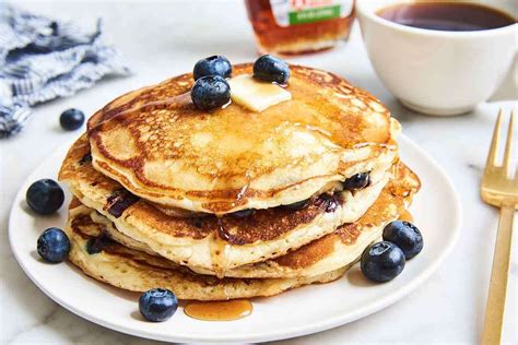 Tender Moist Golden Pancakes Studded With Blueberries — A Classic