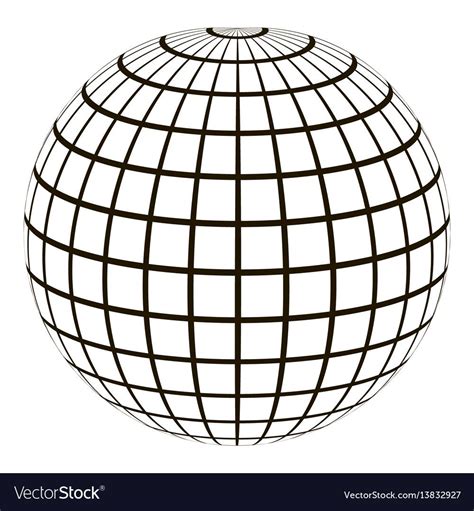 3d Globe With A Coordinate Grid Meridian And Vector Image On