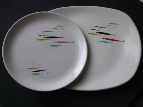 Designed by amara, kartell, missoni home, orla kiely Two Piece Ceramic Dinnerware PLATTER and PLATE 1950s ...